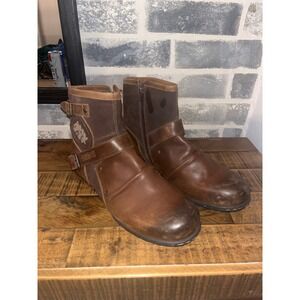 OTTO Men's Brown Leather Buckle Zip Ankle‎ Boots US 13